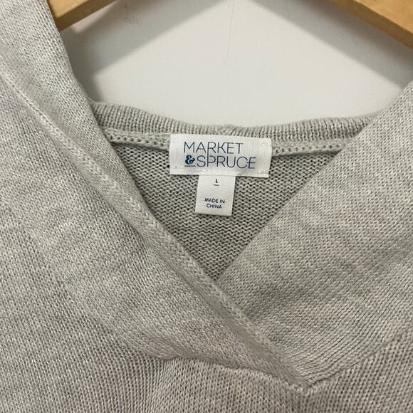 Market & Spruce Gray Knit Hoodie Sweatshirt Size Medium - Picture 2 of 5